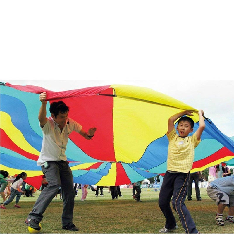 GSi Kids Play Parachute Rainbow Parachute Toy Tent Game for Children Gymnastics Cooperative Play and Outdoor Playground Activities (24 Feet) - Image 2